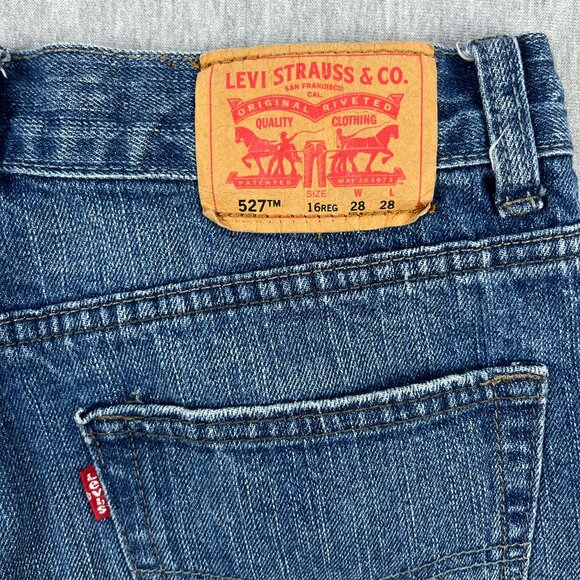 Levis 527 Bootcut Jeans Kids 16 Reg 28x28 100% Cotton Denim Blue Cowboy Ranch - Picture 7 of 15